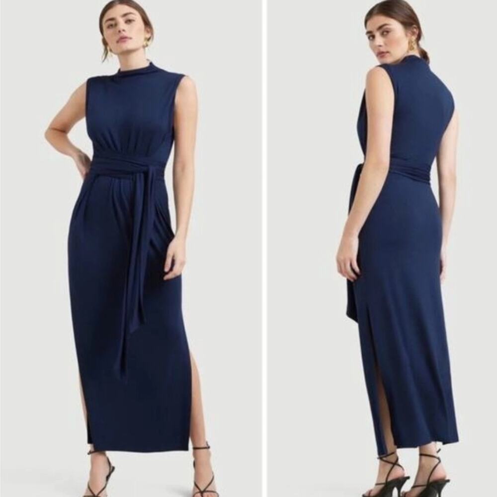 Modern Citizen Eden Blue Tie Front Maxi Dress Medium